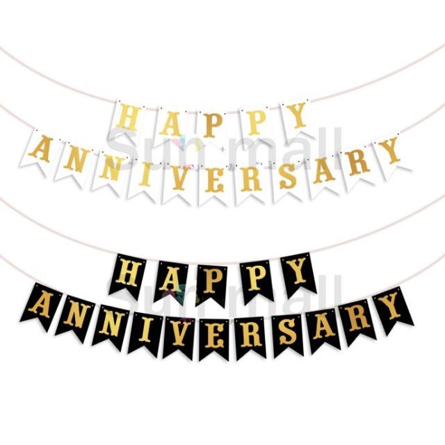 Happy Anniversary Background Banner Black Gold Wedding Anniversary Party  Big Yard Sign Wedding Anniversary Indoor Outdoor Party 