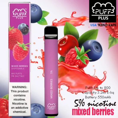 Puff Plus Disposable Pod Device Electronic Cigarettes 5% Saltnic 800 Puffs (MIXED BERRIES)
