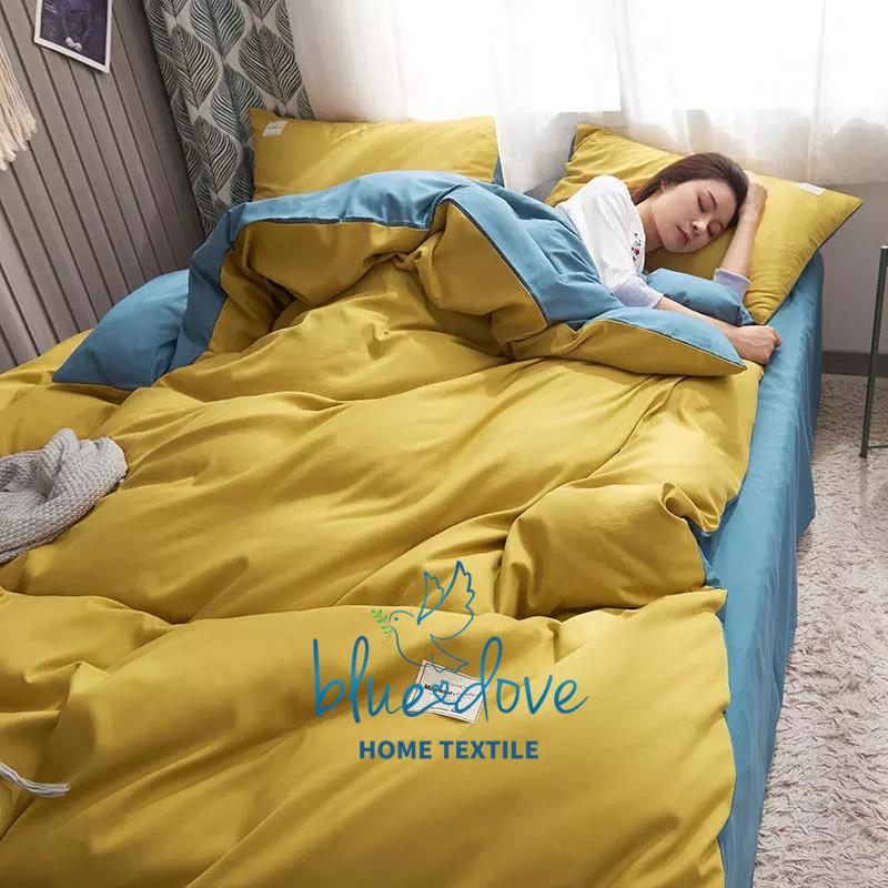 Blue Dove 5 in 1 Bedsheet Set Plain Hotel Quality Two Toned Colors Pure Cotton Duvet Cover