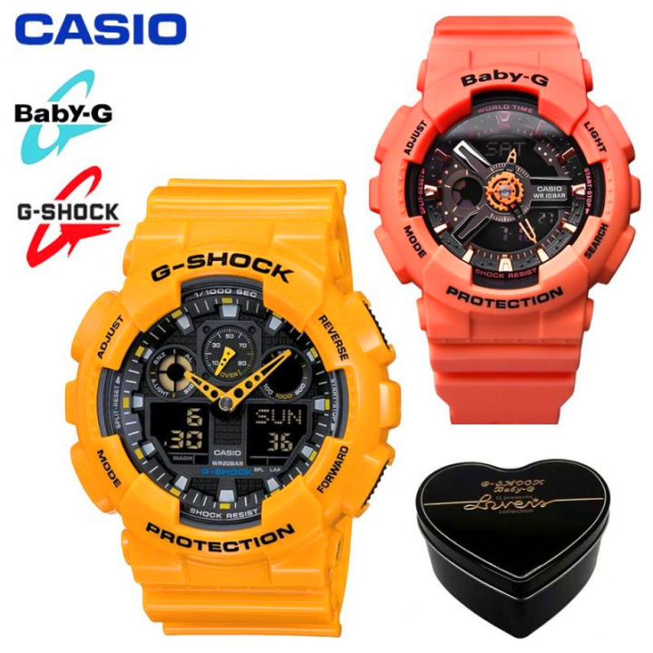 Original Baby G G Shock Ga100 Ba111 Men Women Couple Set Sport Watch Dual Time Display Water Resistant Shockproof And Waterproof World Time Led Light Sports Lover Wrist Watches 2 Years Official Warranty Ba 111 4a2 Ga 100a 9a