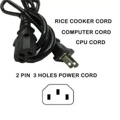 AC Power Cord 2 Pin Plug 1.5m for CPU Monitor Rice Cooker
