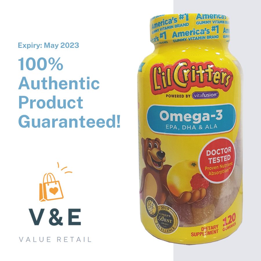 L'il Critters Omega3 EPA, DHA & ALA, 120 Gummies (May 2023 Expiry