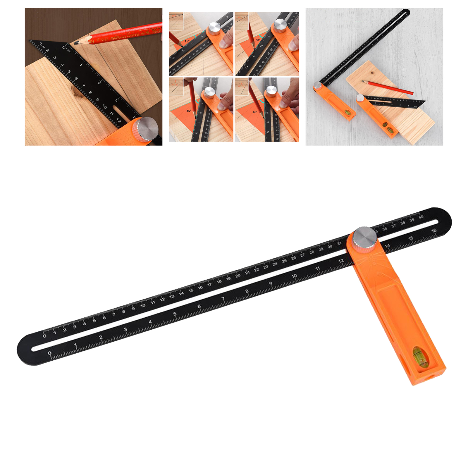 Baoblaze Multifunctional Sliding T-Bevel Gauge Level for Carpenter Architect Engineer