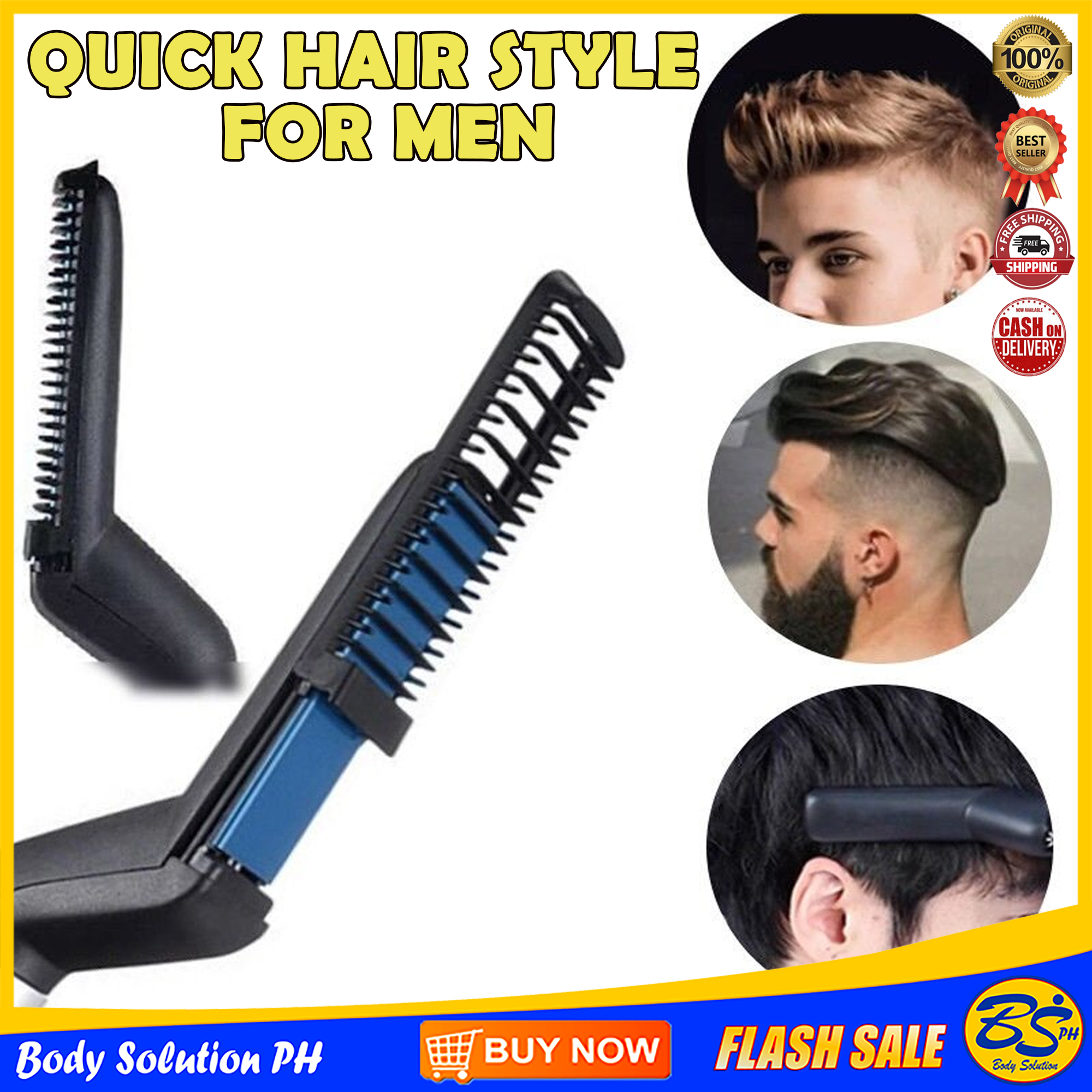 ORIGINAL QUICK HAIR STYLE FOR MEN , MULTIFUNCTIONAL HAIR COMB BRUSH, QUICK  STYLER FOR MEN, HAIR BRUSH FOR MEN, ELECTRIC HAIR STRAIGHTENER BRUSH, CURLY  HAIR STRAIGHTENING COMB, BEARD STRAIGHTENER , HAIR CURLER