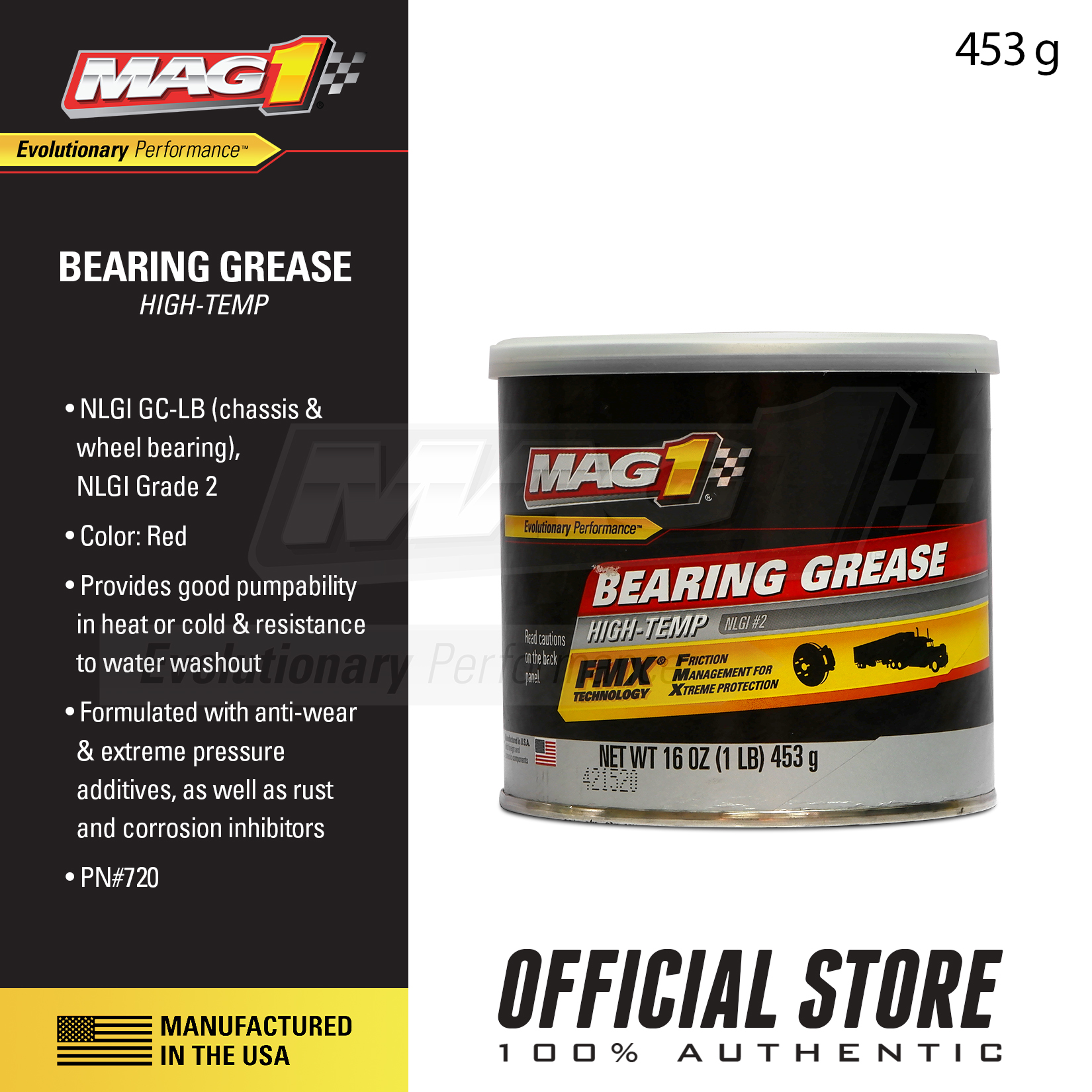 MAG 1 Official HighTemp Wheel Bearing Grease 1lb (453g) 720 MAG1