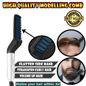 Quick Hair Styler For Men Electric Beard Straightener Massage Hair Comb Beard Care Comb Multifunctional Curly Hair Straightening Comb Curler For Diy