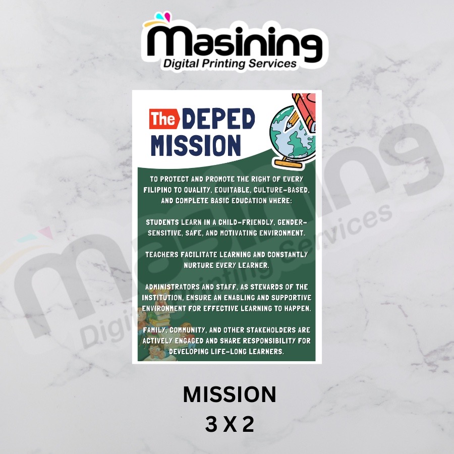 DEPED Mission / Vision / Core Values Poster Tarpaulin 2ft x 3ft / 1.5ft