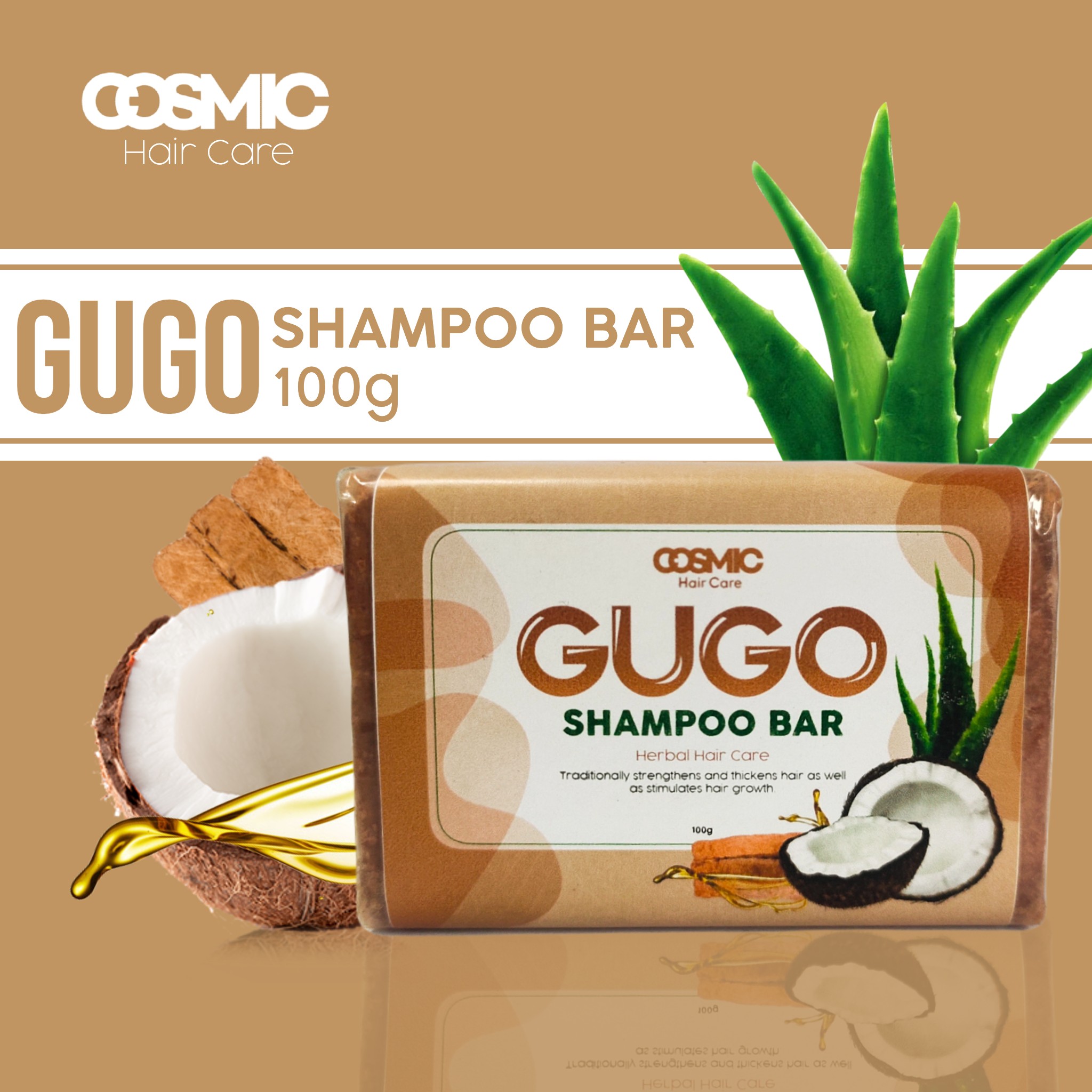 Original COSMIC Gugo Shampoo Bar Premium Gugo 100g with Aloe Vera