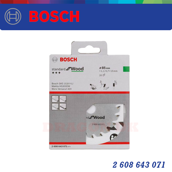 2608643071 Bosch Standard for Wood 85mm  20T Blade GKS 10.8 V-Li 
