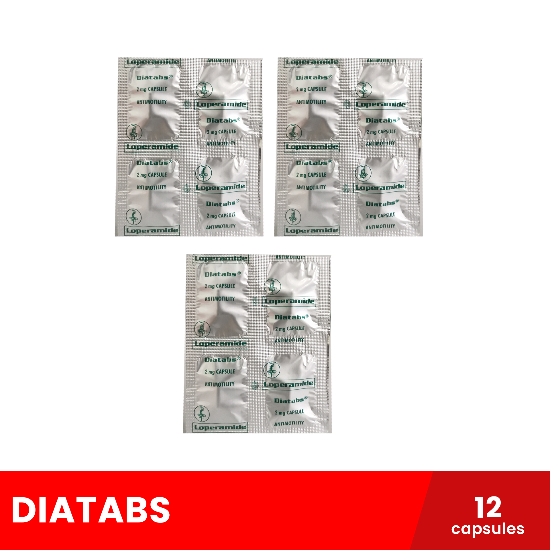 DIATABS 2mg x 12 capsules (Relief from Diarrhea and its Symptoms