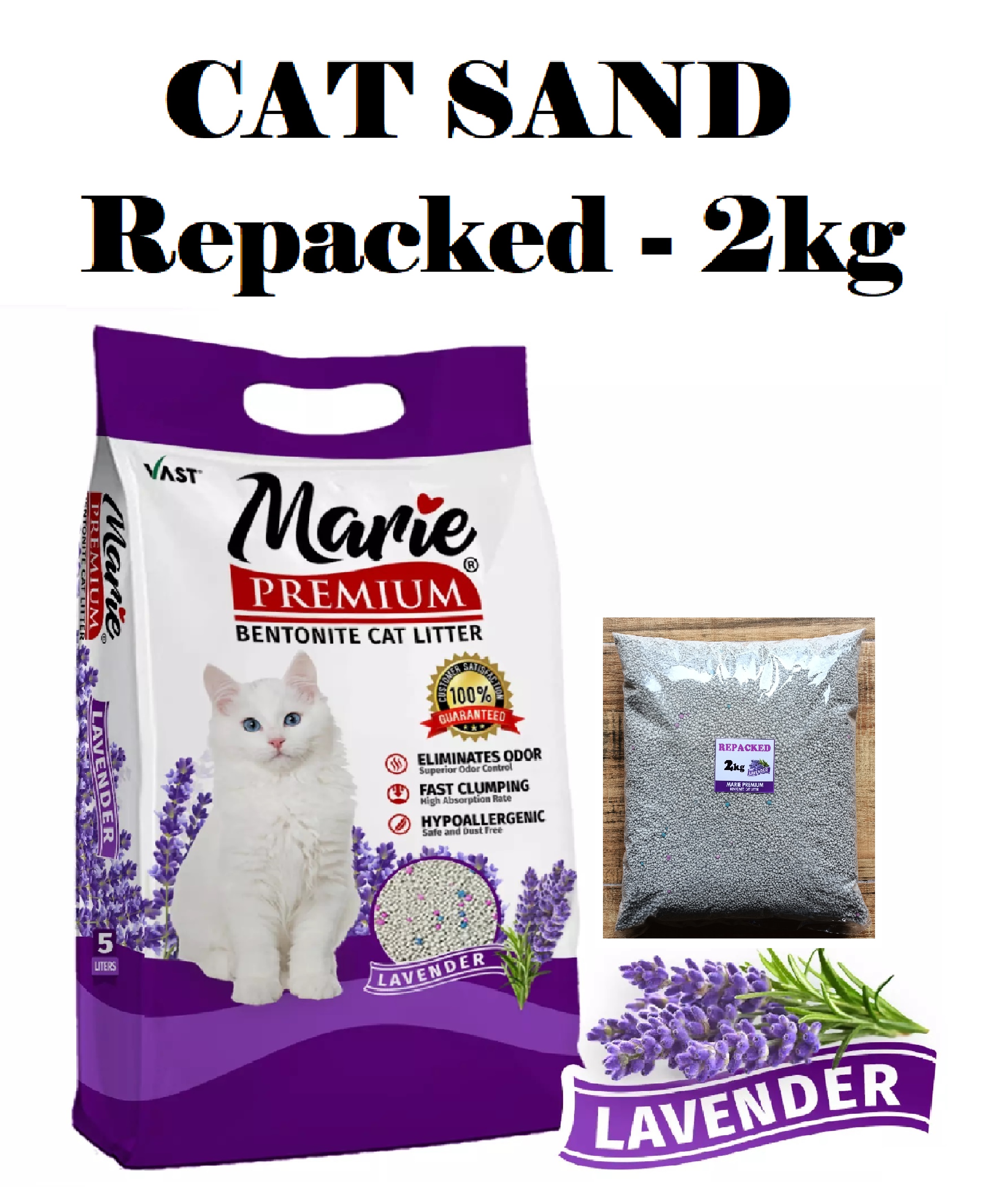 Marie Premium Cat Sand REPACKED Lavender 2KG Lazada PH