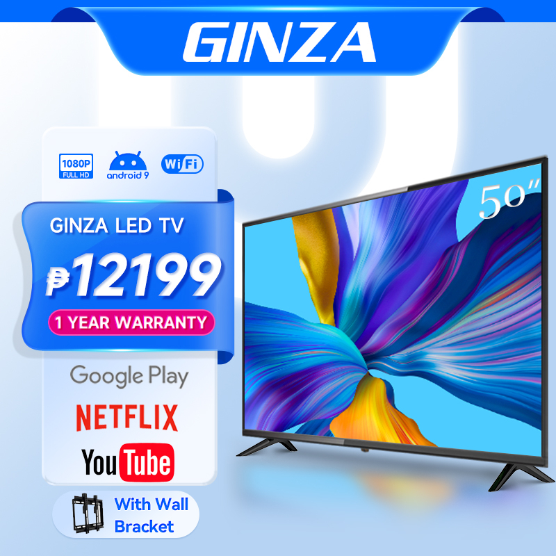 GINZA SMART TV 50 55 60 inches Android 9.0 TV Large inch 1080p 60hz ...
