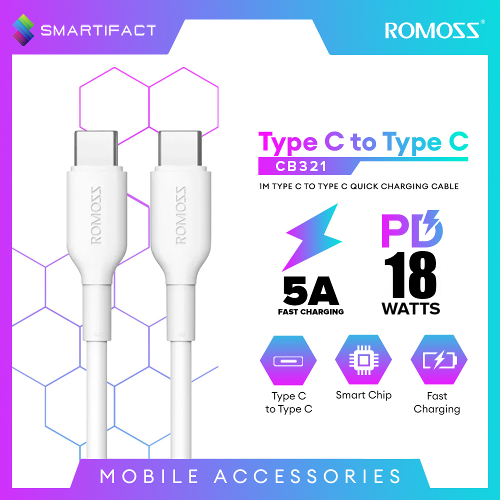 Romoss CB321 1M/2M USB Type-C to Type-C Fast Charging Cable | Lazada PH