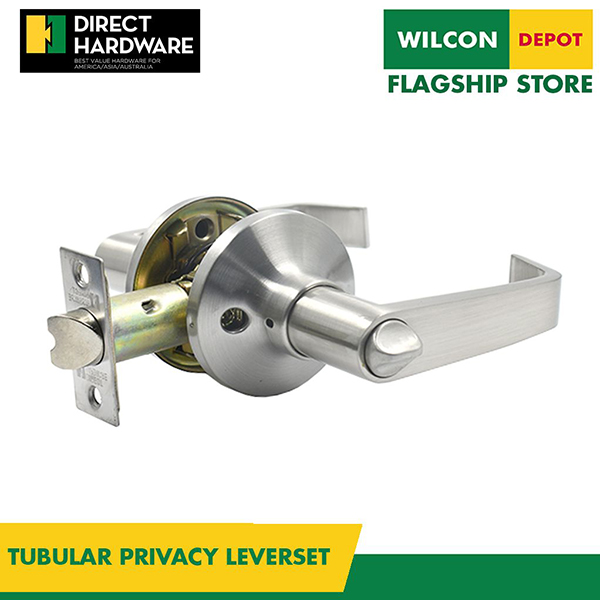 DIRECT HARDWARE Tubular Door Handle Lever Set Grade 3 Lockset TL 850A-BK-SN  without Key by Wilcon Depot