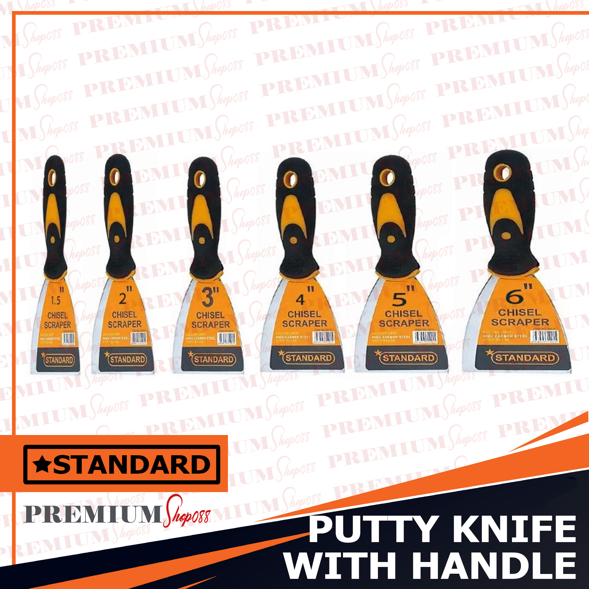Standard Putty Knife Scrapper with PVC Handle Steel Wall Putty Scraper