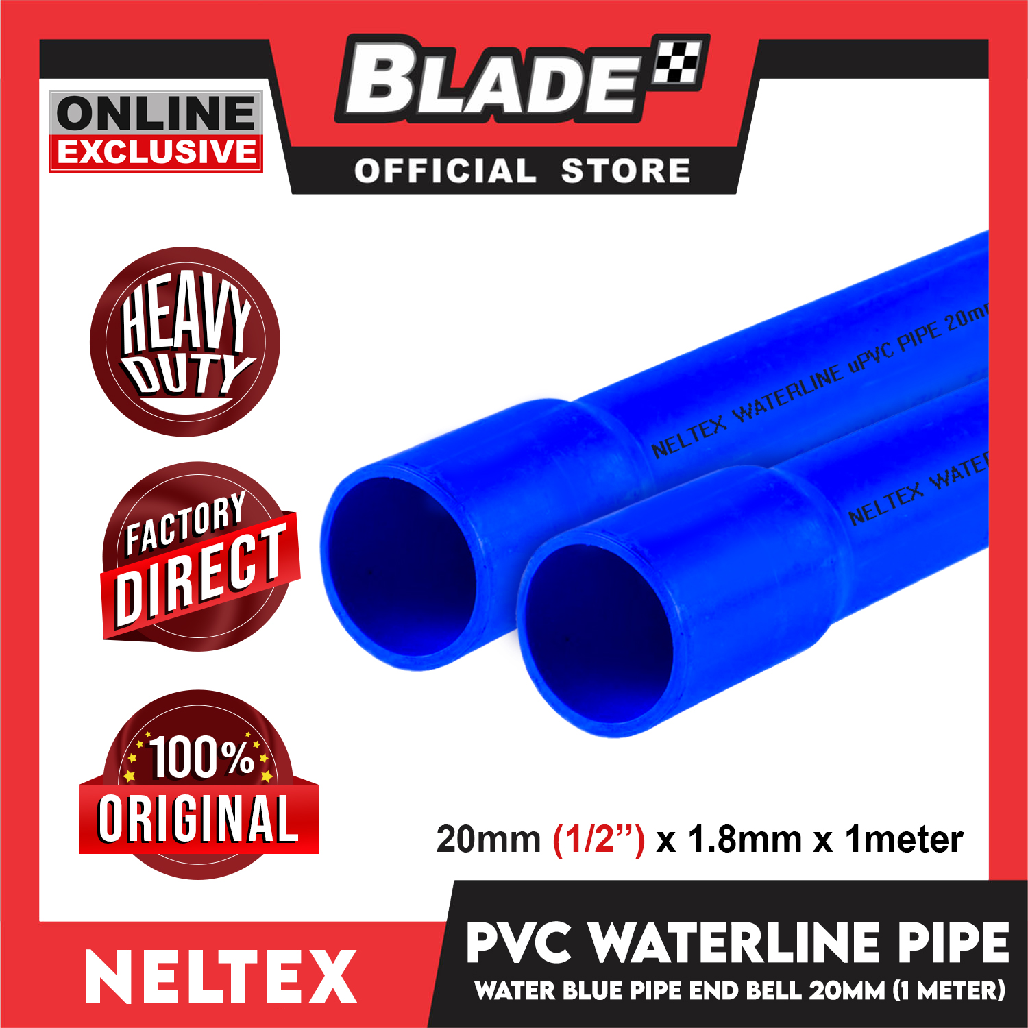 Neltex Pvc Waterline Pipe Blue 20mm X 1meter With Bell Blue Pipe Lazada Ph 5910