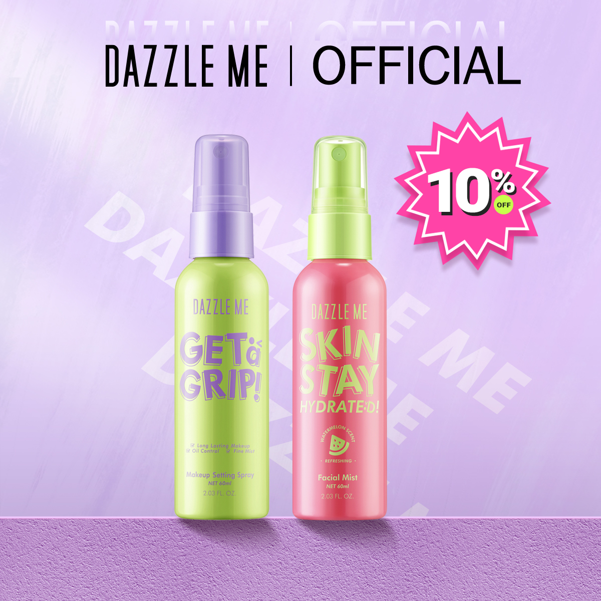 DAZZLE ME -Mist Glimmer Bundle- Get a Grip! Makeup Setting Spray & Skin ...