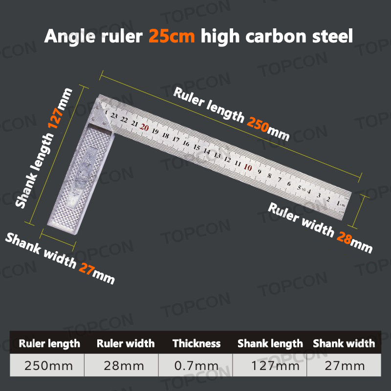 90 degree stainless steel L shape square ruler 10