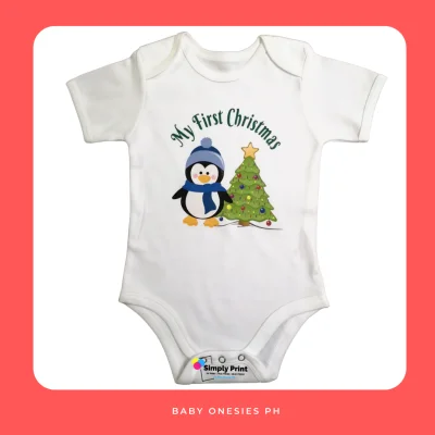 My First Christmas Penguin Baby Onesie Baby Boy Baby Girl Cute Bodysuit 0-12 months Romper Newborn Infant Merry Christmas Outfit