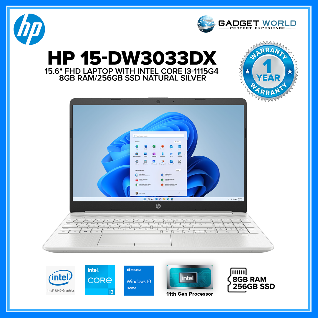 HP laptop 15dw3033dx 15.6" FHD Intel Core i31115G4 8GB RAM 256GB SSD