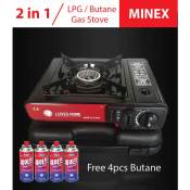 MINEX Portable Butane Gas Stove with 4 pcs Gas
