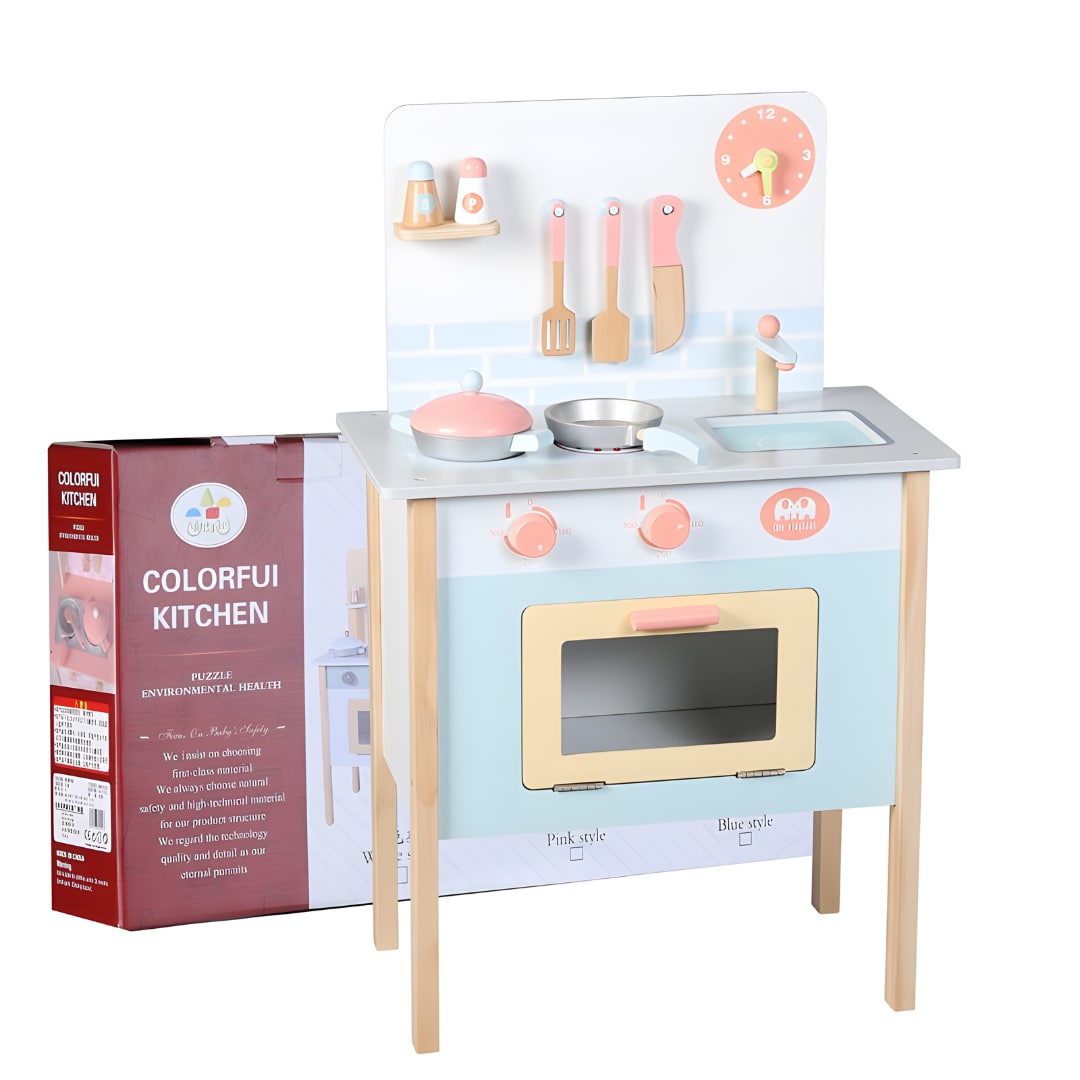Wooden Colorful Kitchen Set Cooking Simulation Pretend Play for Kids by ...