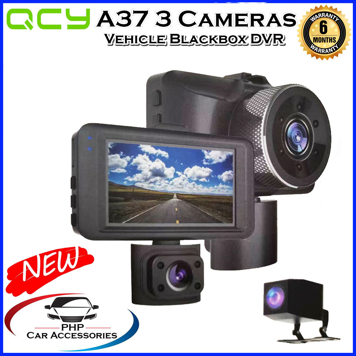 QCY A37 3 CAMERAS 1080P FULL HD VEHICLE BLACK BOX DVR Lazada PH