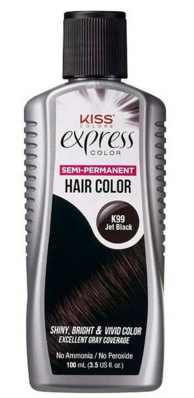 Kiss Express Semi Permanent Hair Color K99 Jet Black, 3.5 fl.oz / 100ml