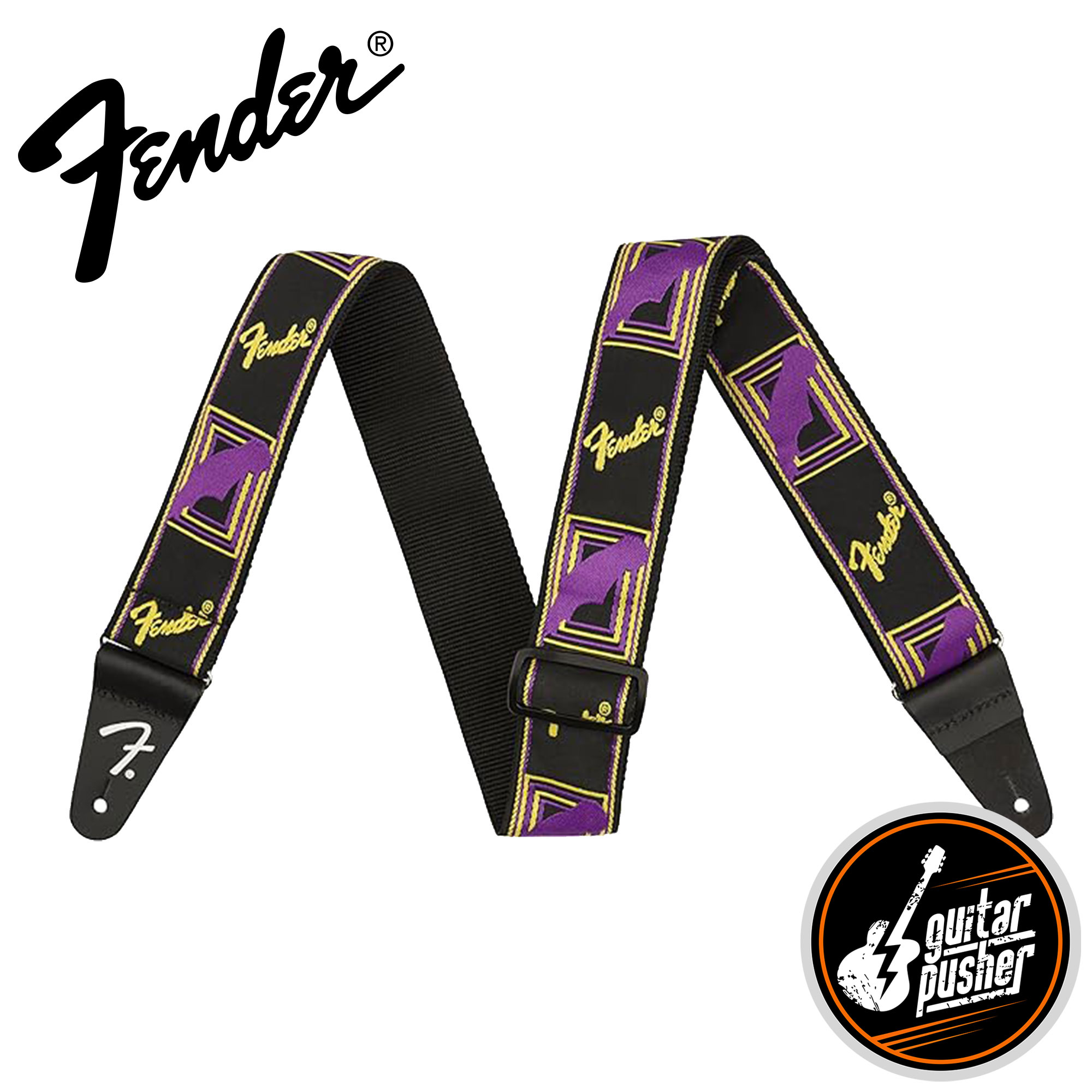 Fender Fender Neon Monogram Guitar Strap - Purple/Yellow