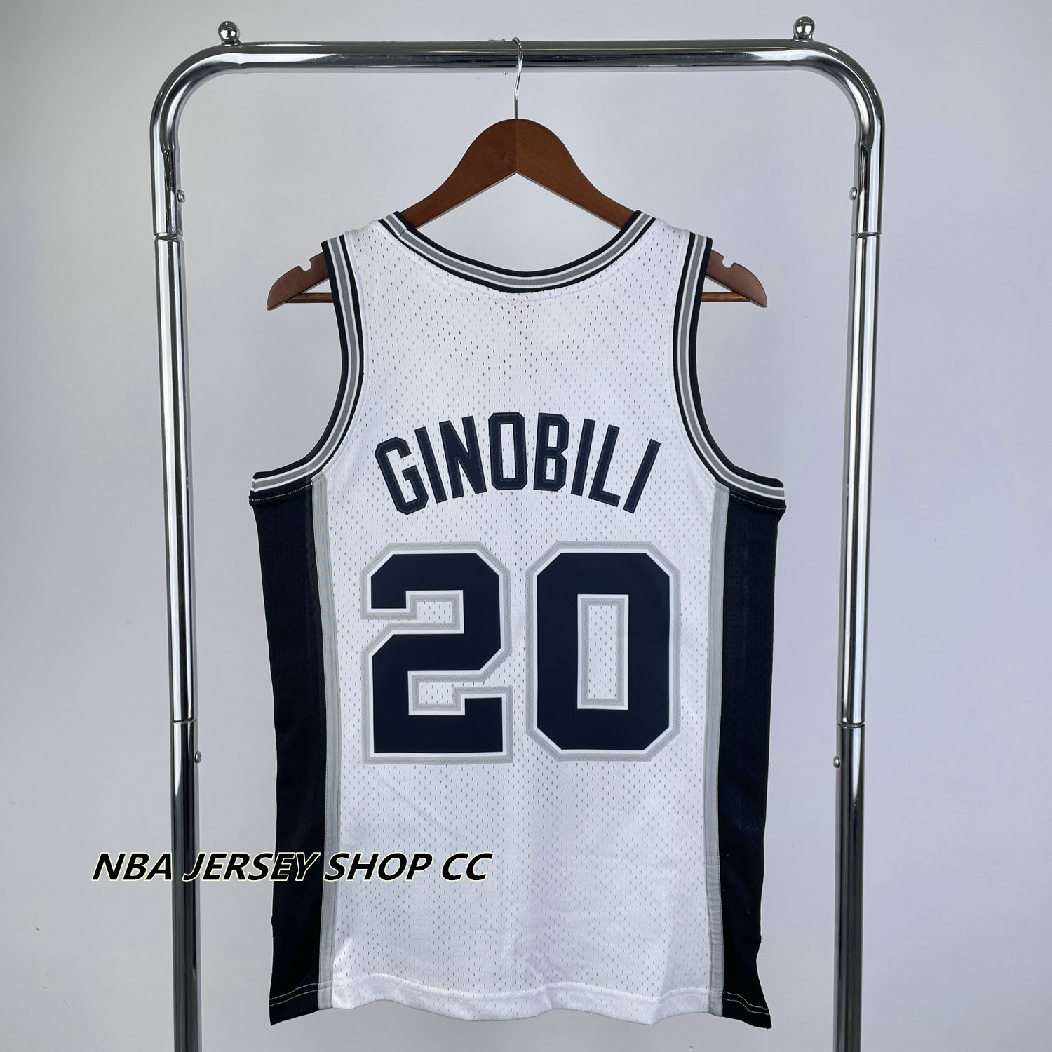 20 MANU GINOBILI San Antonio Spurs NBA Guard White Throwback