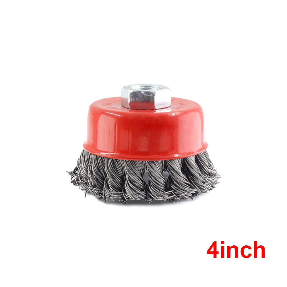 Twist Wire Brush Wheel Knotted Grinder Cup Grinding Rust Paint Removal Tool M10x1.5 Nut 4in | ES
