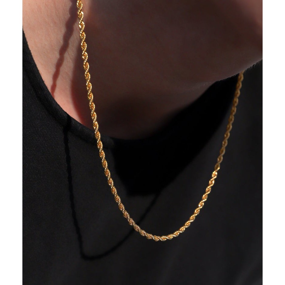 Rope Chain, 18k Saudi gold necklace 