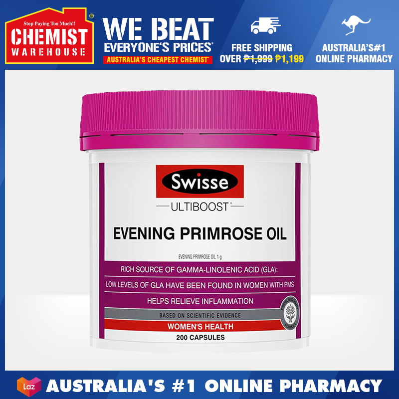 Swisse Ultiboost Evening Primrose Oil 200 Capsules Help Relieve Inflammation [Chemist Warehouse