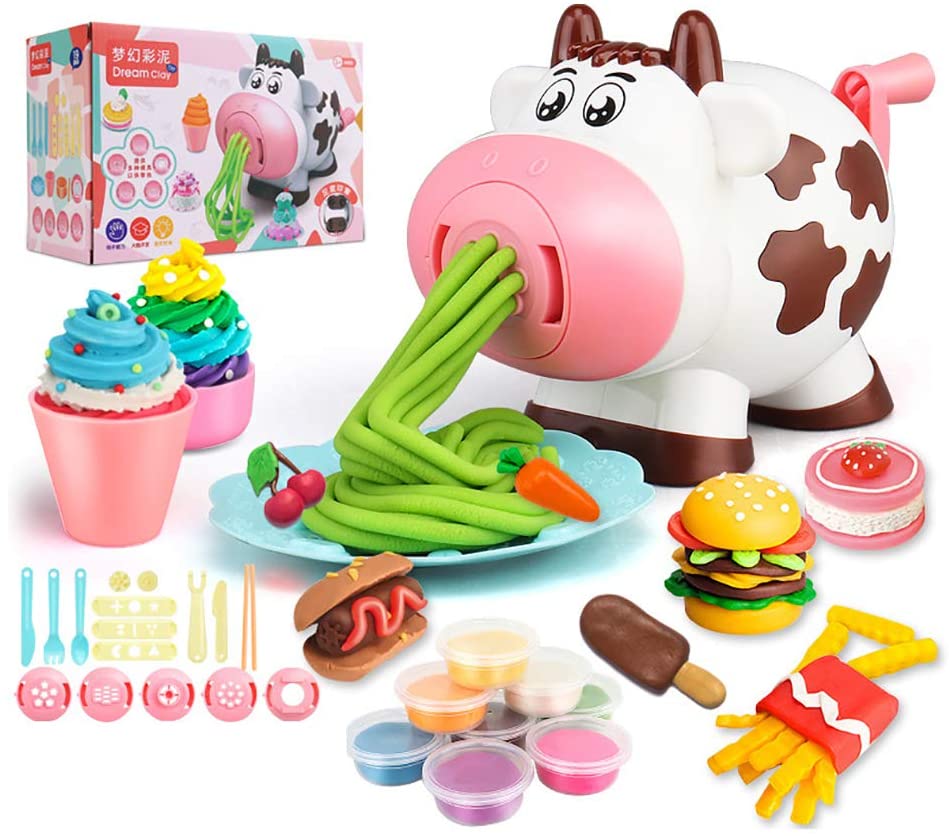 Cute Cow Playdough Tools Set Dough Pasta Maker Machine Ice Cream Maker with  8 Colors Non-Toxic Play Dough | Lazada PH