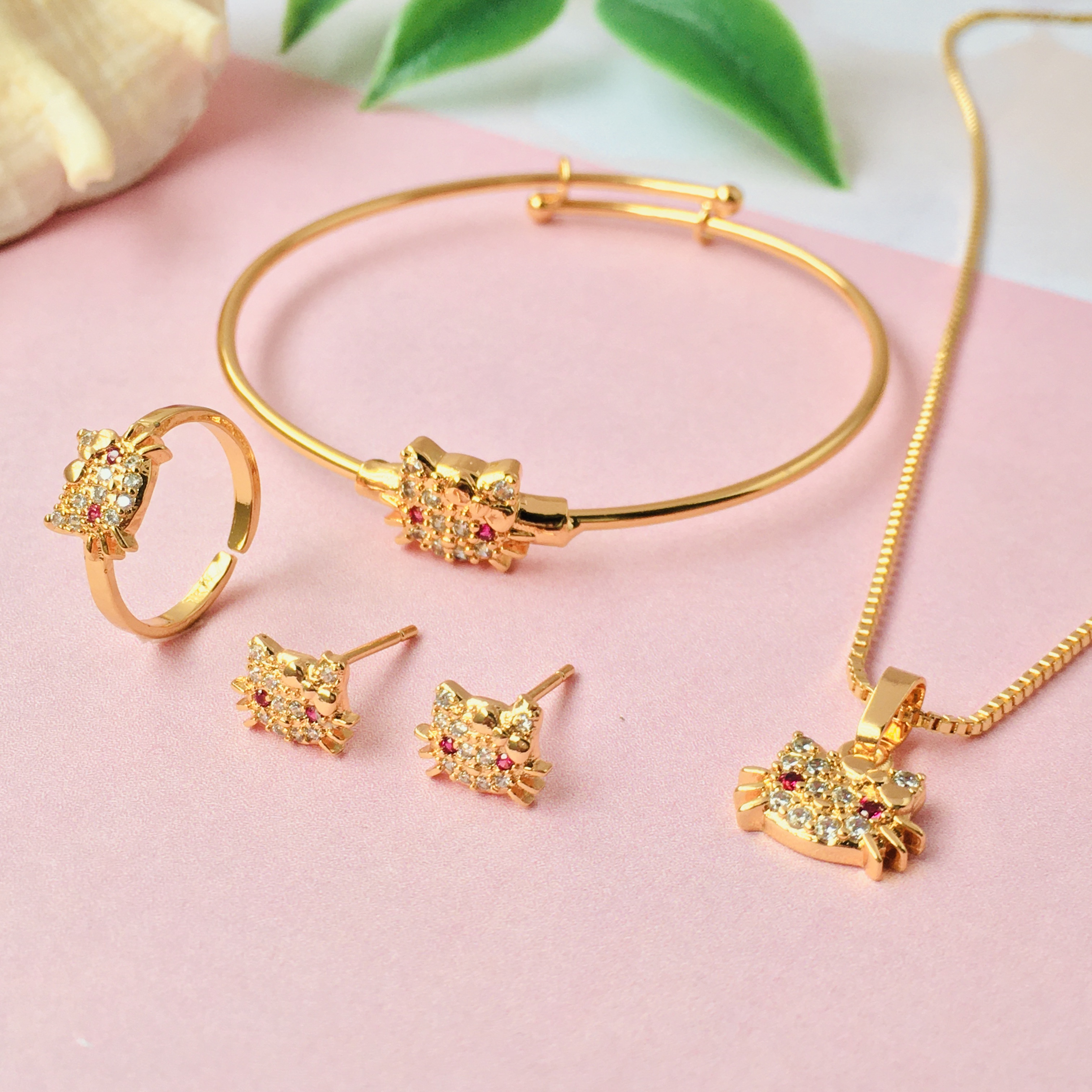 SK Jewelry 24k Gold-Plated Kitty 