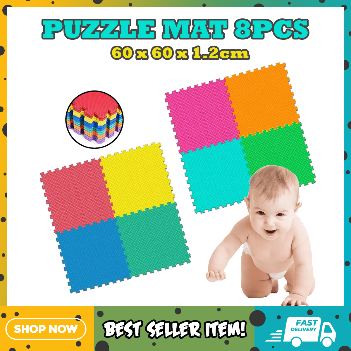 Lavish Choice 8 Pieces Puzzle Playtime Rubber Mat Big 60 x 60 x 1.2 cm