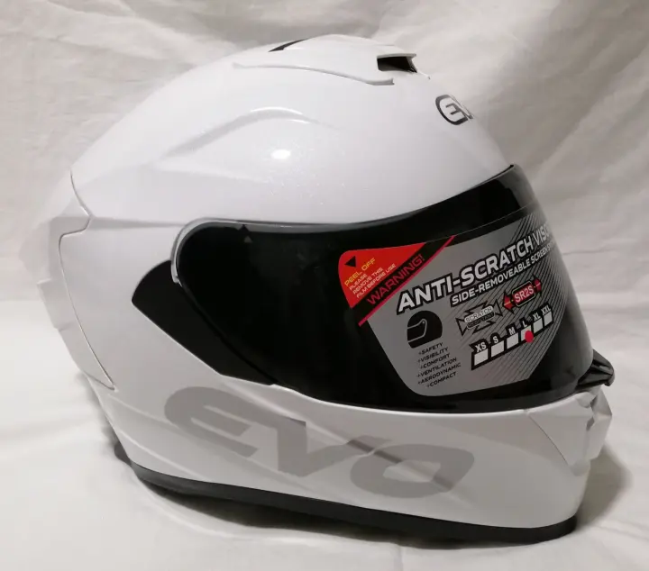 Evo Gt Pro Pearl White Full Face Dual Visor Helmet Lazada Ph