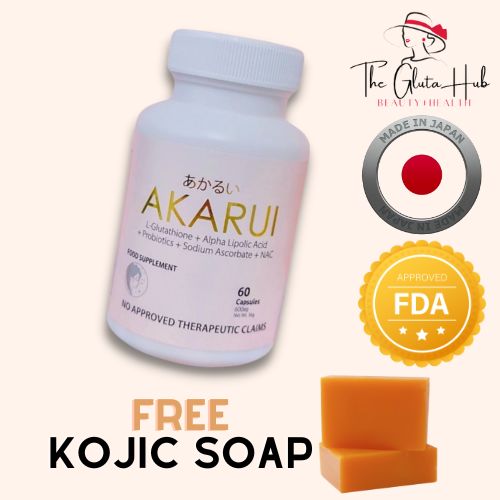 akarui glutathione AKARUI JAPAN EFFECTIVE WHITENING GLUTATHIONE with COLLAGEN, VITAMIN C,  ALPHA LIPOIC ACID FREE KOJIC SOAP