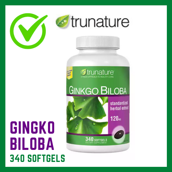 TruNature Ginkgo Biloba Supplement 340 Softgels Authentic Ginkgo Biloba