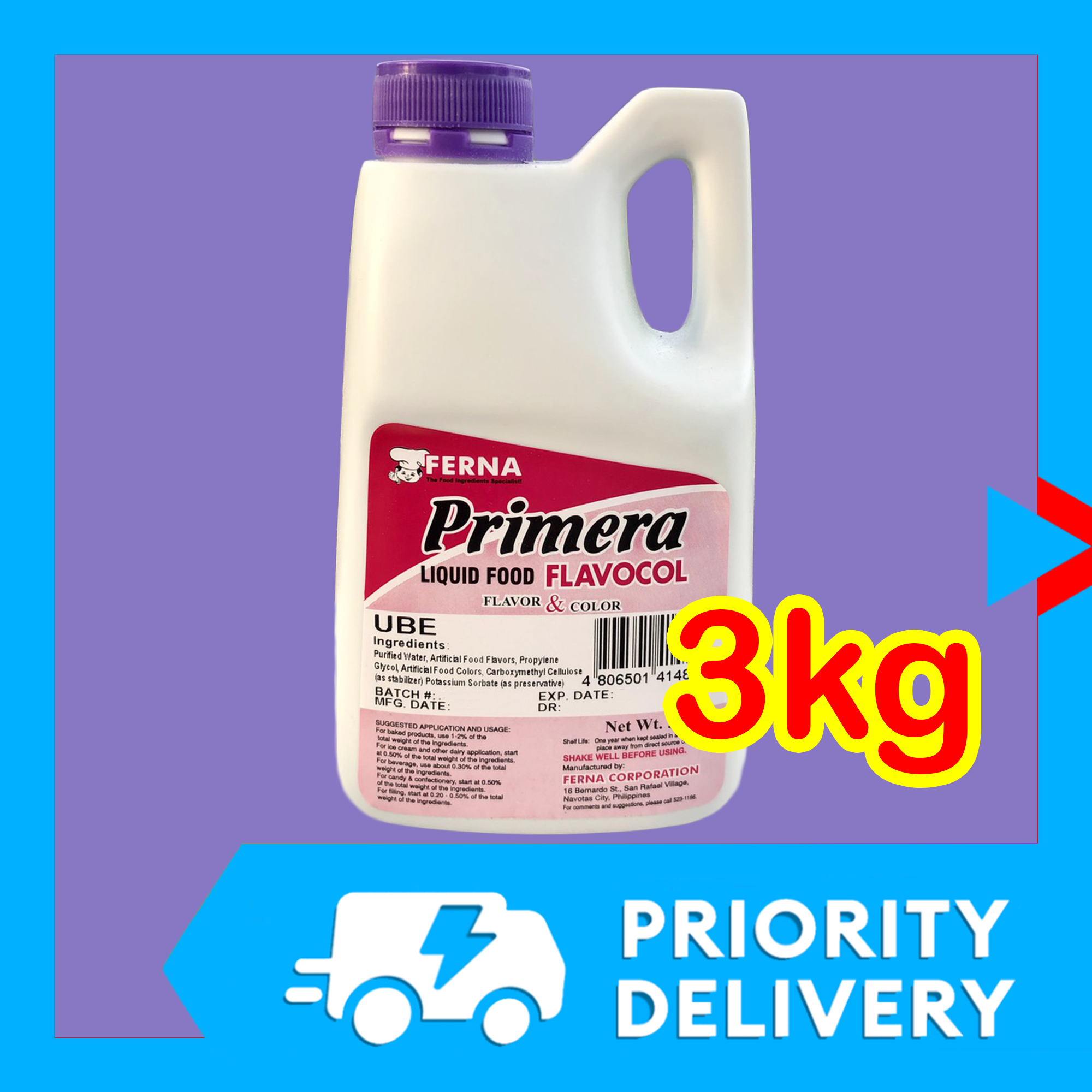 3kg UBE FLAVORING Flavocol Violet Ferna Primera Ube Food Coloring