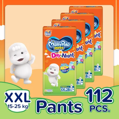 [DIAPER SALE] MamyPoko Day & Night XXL (15-25 kg) - 28 pcs x 4 packs (112 pcs) - Pants Diaper