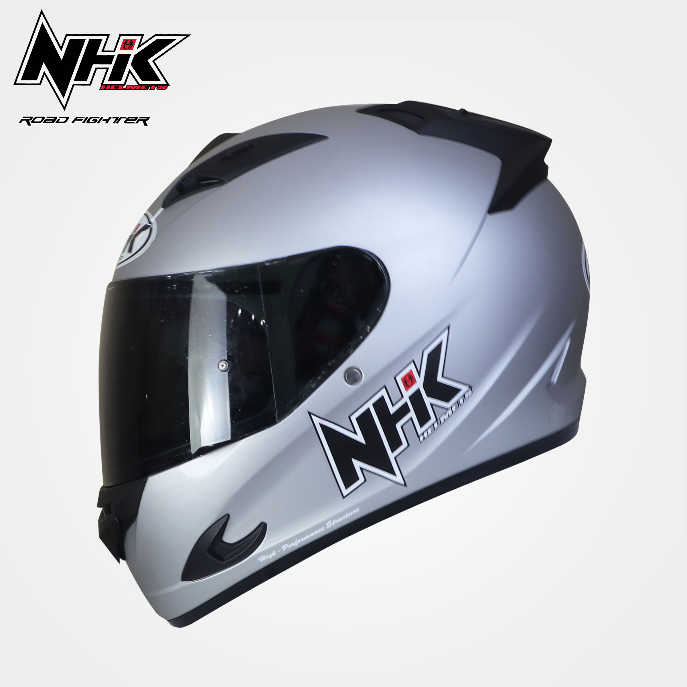NHK Helmets Race Pro Solid Silver Doft Full Face Single Visor AND NHK