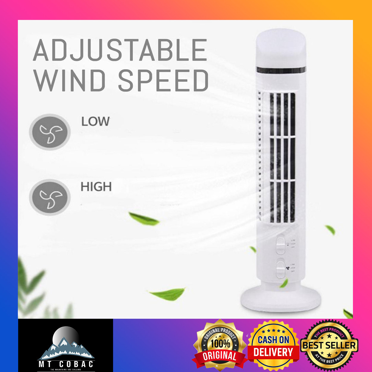 Tower Fan Light Quiet 2speed Electric Usb Powered Vertical Air