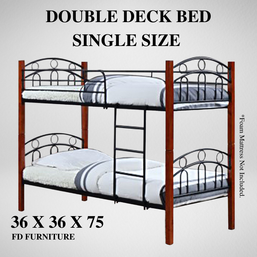 Primo'S Double Deck Bed Frame [ Regular ] - Single Size [ 36 X 75 ] Steel /  Wood Material / Single / 36 X 75 / Bunk Bed / Frame / | Lazada Ph