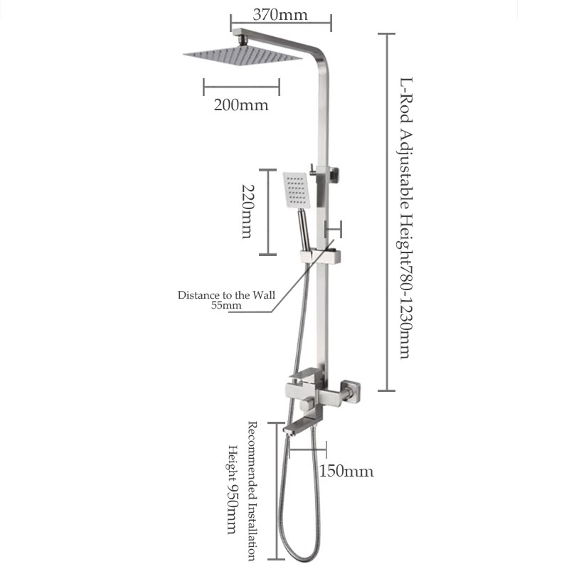 KJ shower set for bathroom with faucet shower head rainfall set high ...