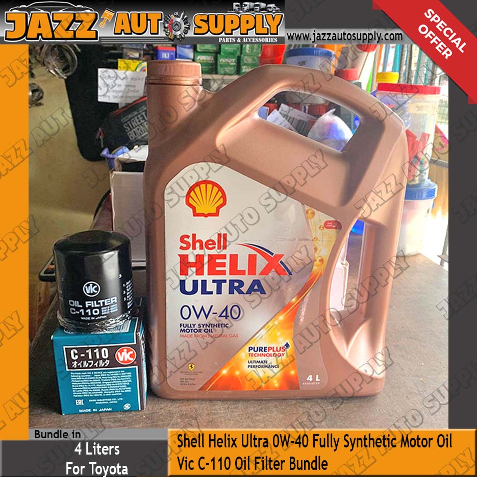 Shell Helix Ultra 0W-40 Fully Synthetic Motor Oil 4L + Vic C-110 Oil ...