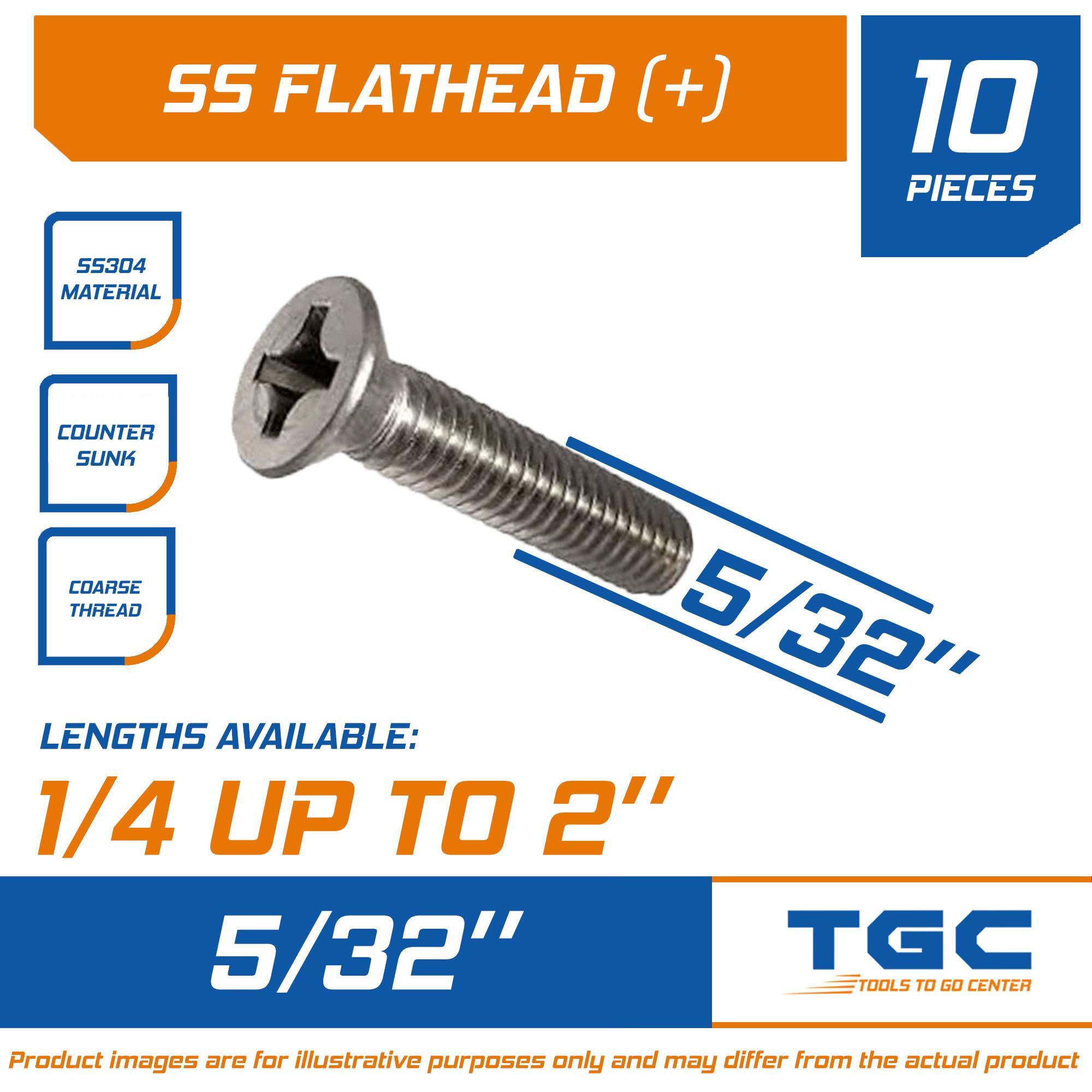 10 PCS SS Flathead 5/32 inches Phillips Drive Countersunk JF Bolt SS