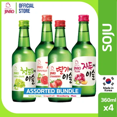 JINRO ASSORTED FLAVORS SOJU 360 ml Pack of 4