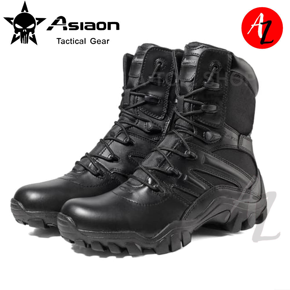 ASIAON 526 Side Zip Leather Tactical High Cut Patrol Combat Boots ...