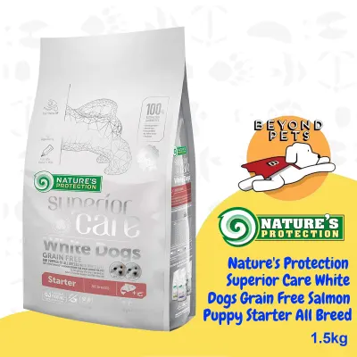 Nature's Protection Superior Care White Dogs SALMON 1.5kg - PUPPY STARTER ALL BREED (45669)